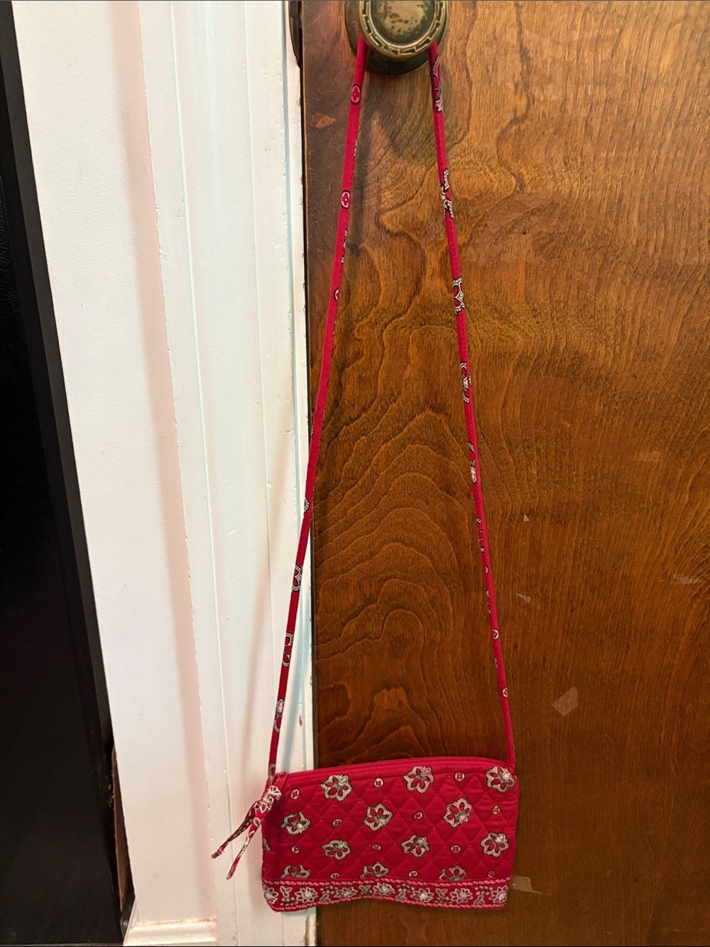Vera Bradley Red Quilted Floral Bandana Crossbody or shoulder bag